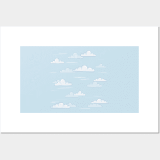 Blue Cartoon, Candy Clouds Pattern Repeat, Digital illustration Posters and Art